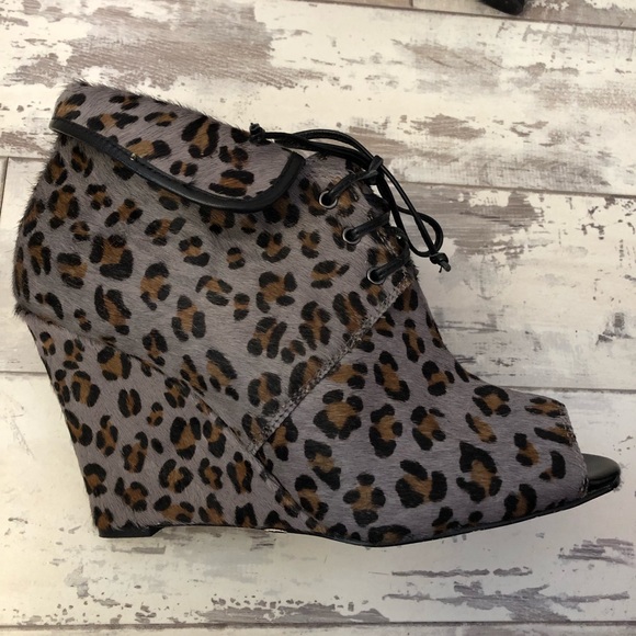 dani black wedge Gray leopard pony hair heels - Picture 7 of 8